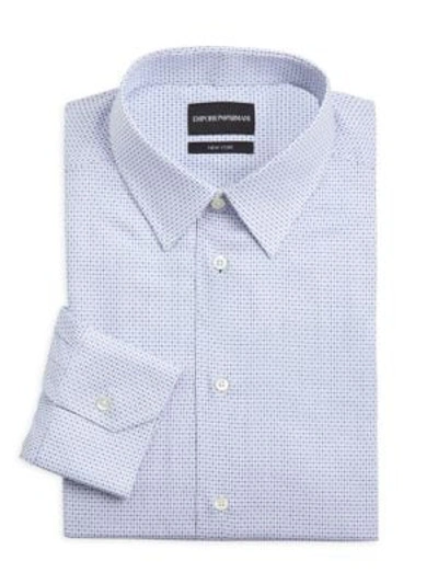 Emporio Armani Check Dress Shirt In White Blue