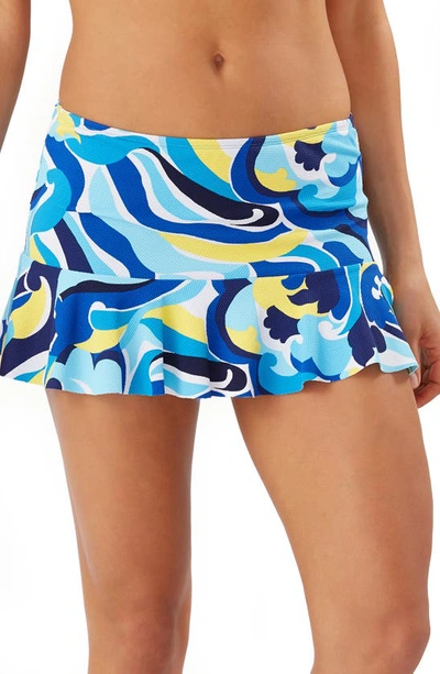 Tommy Bahama Swirl Tide High Waist Skirt Swim Bottoms In Azure Blue