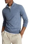 Reiss Blackhall Merino Wool Half Zip Sweater In Denim Mouline