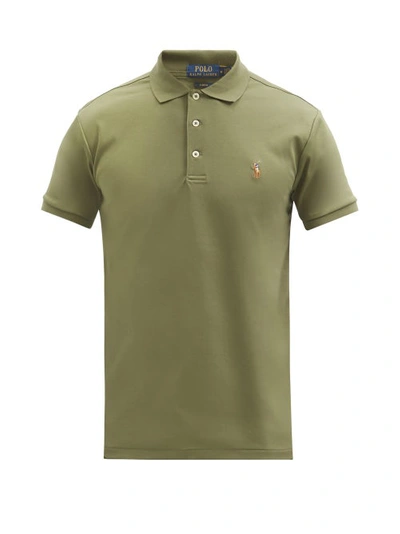 Polo Ralph Lauren Slim-fit Logo-embroidered Cotton Polo Shirt In Khaki |  ModeSens