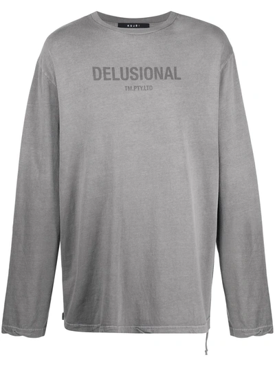 Ksubi Delusional Long-sleeved Cotton T-shirt In Grey