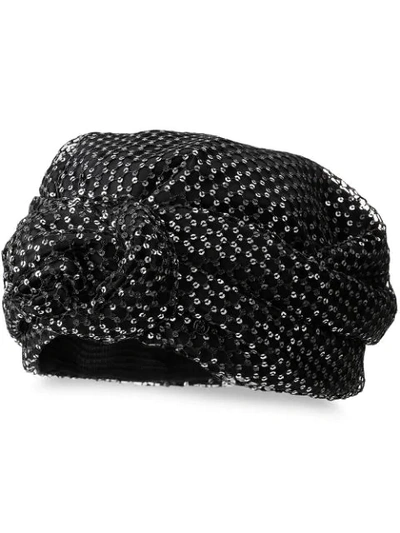 Maison Michel Hiromi Sequin Turban In Black