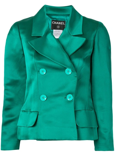 Pre-owned Chanel 2001 Double-breasted Long Sleeve Jacket In Green