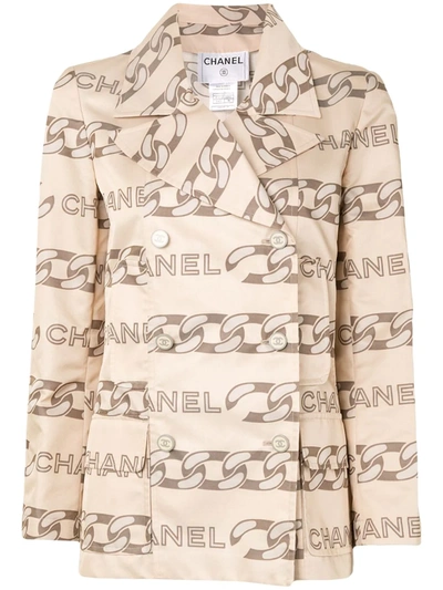 Pre-owned Chanel 2001 Long Sleeve Jacket In Neutrals