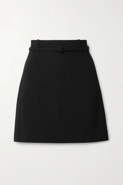 Theory Belted Crepe Mini Skirt In Black