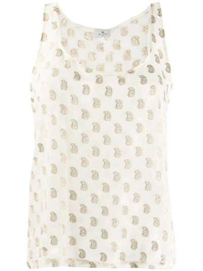 Etro Paisley-embroidery Silk Vest In Neutrals