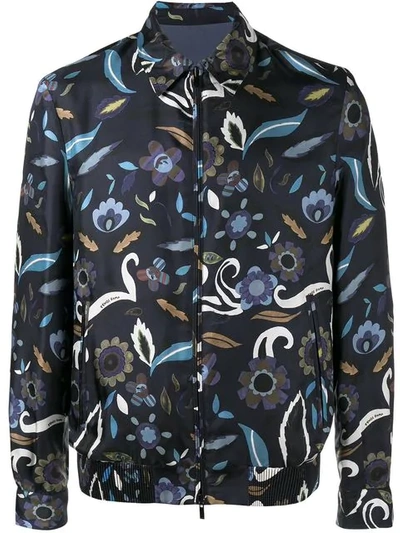 Fendi Reversible Floral Print Jacket In Dark Blue
