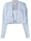 Andamane Forget Me Not Knitted Cropped Cardigan In Blue
