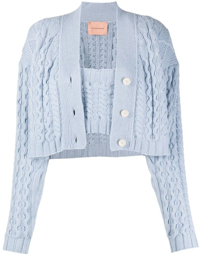 Andamane Forget Me Not Knitted Cropped Cardigan In Blue