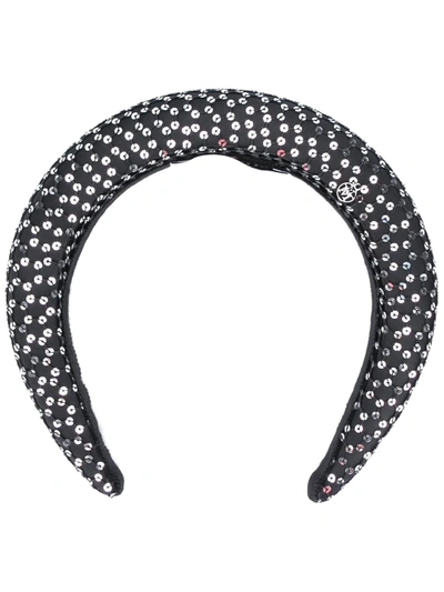 Maison Michel Miwa 3d Sequined Nylon Headband In Black