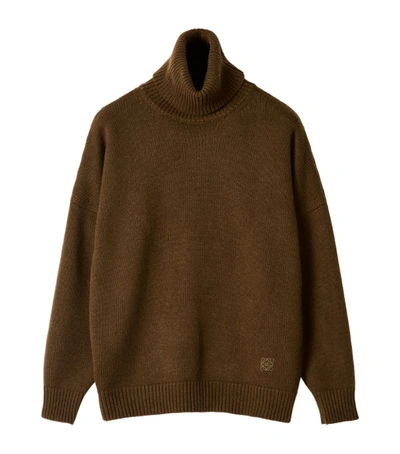 Loewe Turtleneck Cashmere Sweater In Brown
