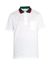 Gucci Web-stripe Trimmed Cotton-piqué Polo Shirt In White