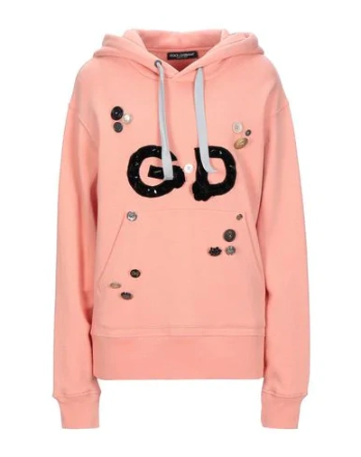 Dolce & Gabbana Hooded Sweatshirt In Salmon Pink