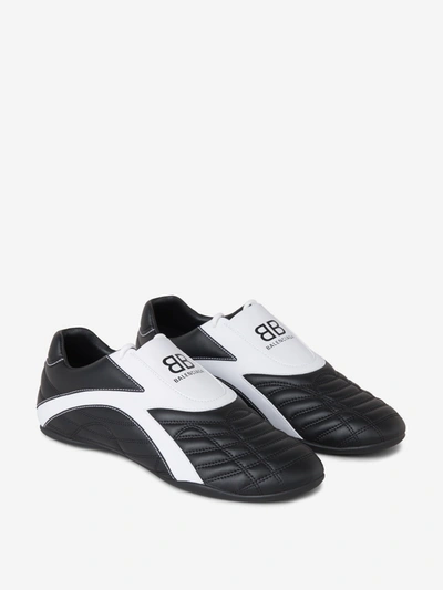 Balenciaga Zen Logo-print Faux Leather Trainers In Black,white