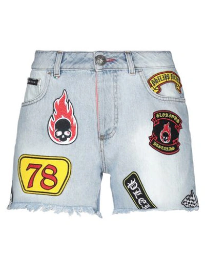 Philipp Plein Denim Shorts In Blue