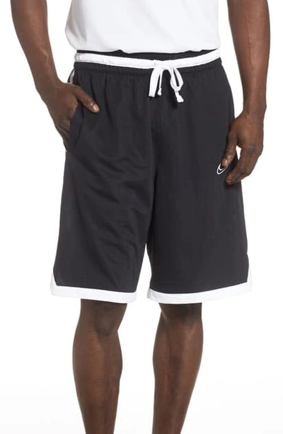 Nike B-ball Elite Stripe Athletic Shorts In Black/ White/ White