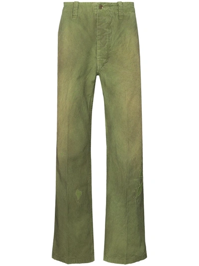 Visvim Gifford Straight-leg Faded-effect Trousers In Grün