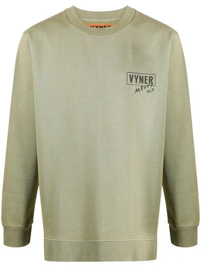 Vyner Articles Logo Print Crewneck Sweatshirt In Green