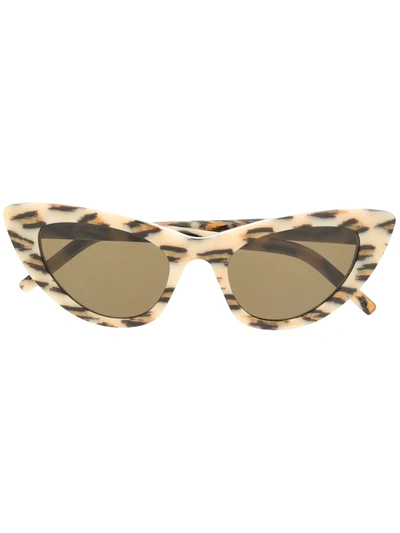 Saint Laurent Lily Leopard-print Cat-eye Sunglasses In Neutrals