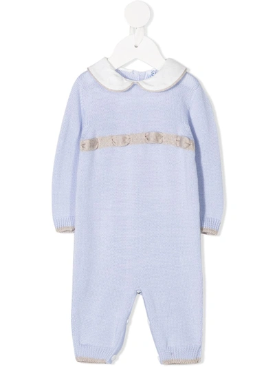 Siola Babies' Peter Pan Collar Knitted Romper In Blue