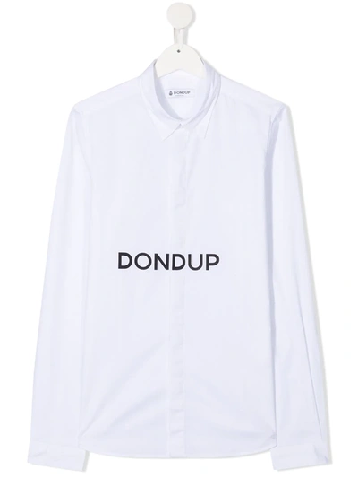 Dondup Teen Logo Poplin Shirt In White
