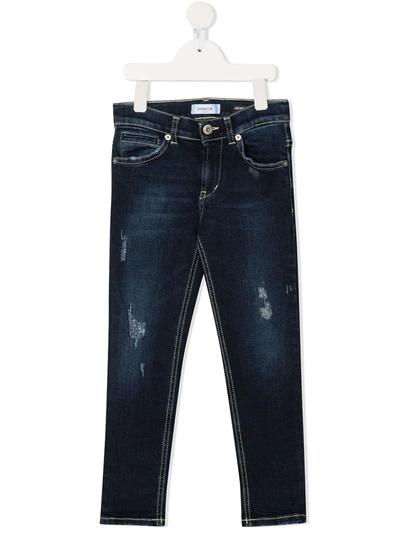 Dondup Kids' Ripped Tapered Jeans In Blue