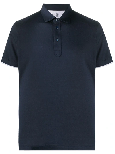 Brunello Cucinelli Plain Polo Shirt In Blue