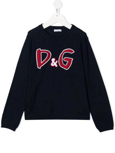 Dolce & Gabbana Kids' D & G Embroidered Logo Jumper In Blue