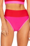 Beach Riot Emmy Bottom In Fuchsia Red Neon Pink