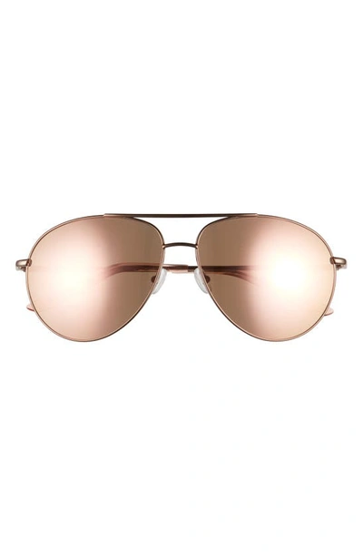 Nike Chance 61mm Mirrored Aviator Sunglasses In Walnut/ Rose Gold Mirror
