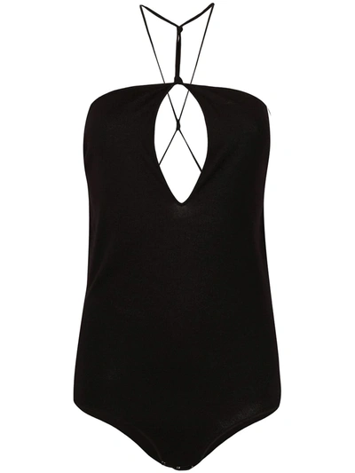 Bottega Veneta Asymmetric Strappy Body Suit In Black