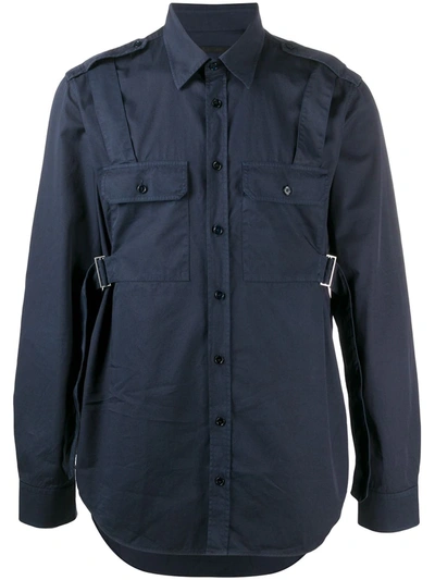 Helmut Lang 'parachute' Suspender Detail Pocket Shirt In Blue