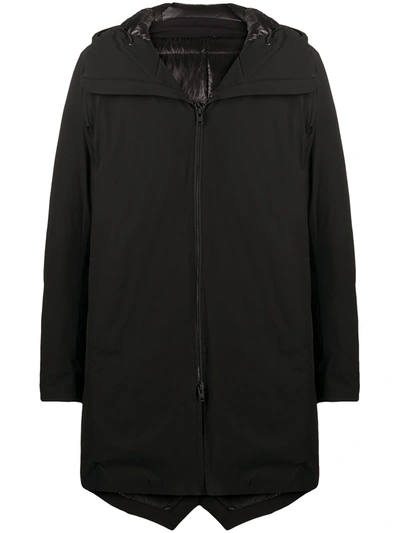Attachment Hooded Zip Down Coat In Black