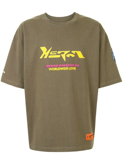 Heron Preston Techno Logo Print Cotton T-shirt In Green