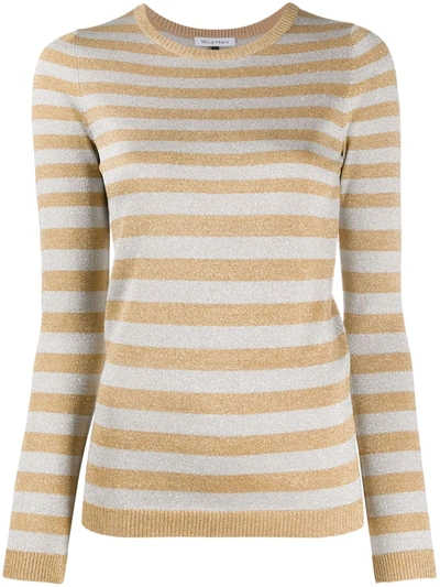 Bella Freud Glittered Stripe Jumper In Gold