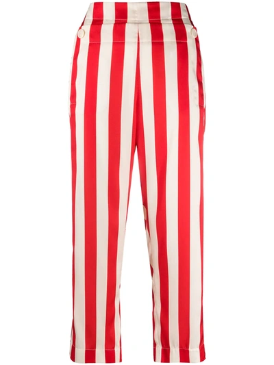Jejia Striped Cropped Trousers In Red