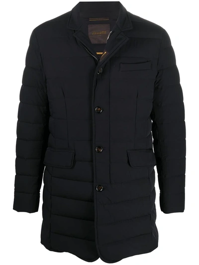 Moorer Single Breasted Quilted Jacket In Blue