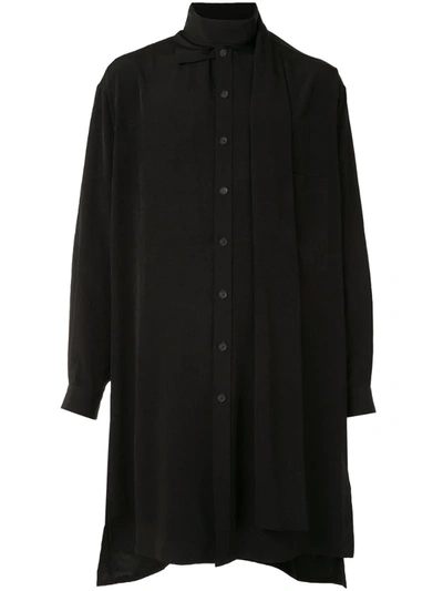 Yohji Yamamoto Oversized Mock-neck Shirt In Black