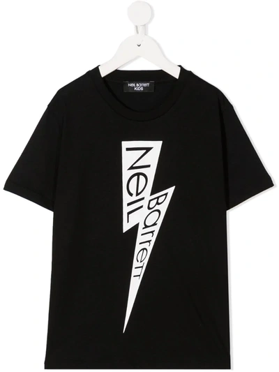 Neil Barrett Kids' Lightning Bolt Print T-shirt In Black