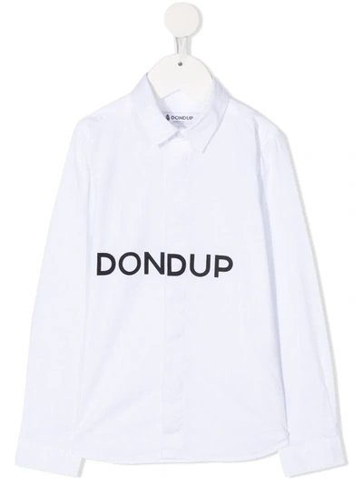 Dondup Kids' Logo Poplin Shirt In White