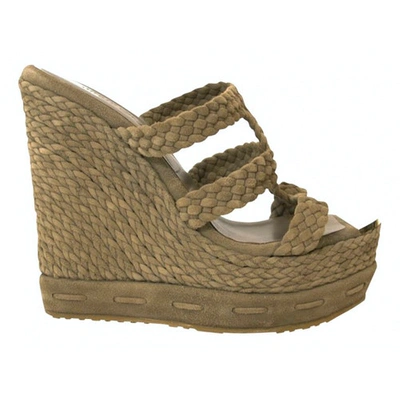 Pre-owned Jimmy Choo Camel Suede Espadrilles