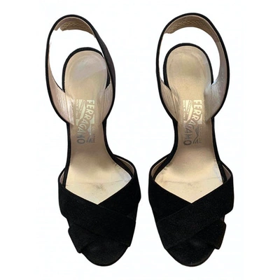 Pre-owned Ferragamo Velvet Sandals In Black