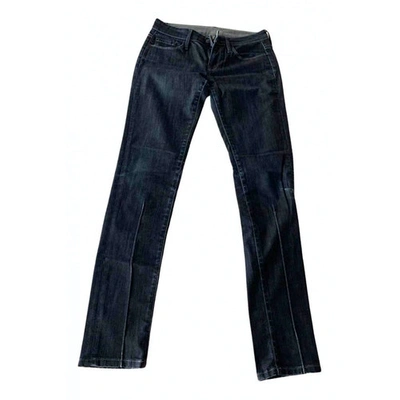 Pre-owned 7 For All Mankind Navy Cotton - Elasthane Jeans