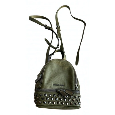 Pre-owned Michael Kors Leather Backpack In Green