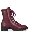 Stuart Weitzman Women's Kolbie Leather Combat Boots In Cranberry