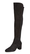 Stuart Weitzman Harper Over-the-knee Suede Sock Boots In Black