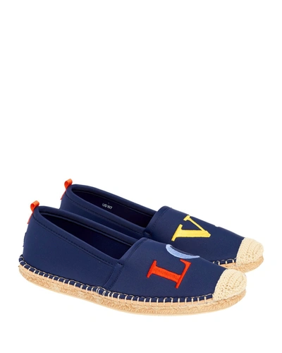 Sea Star Beachwear Luludk Beachcomber Love Espadrille Water Shoes In Dark Navy Love Embroidery