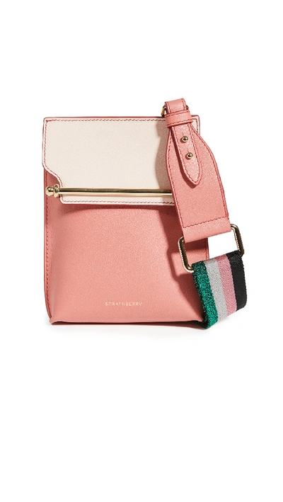 Strathberry North/south Stylist Calfskin Leather Crossbody Bag In Salmon/soft Pink
