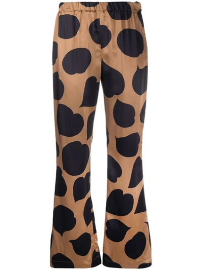 Marni Printed Flared Trousers In Brown