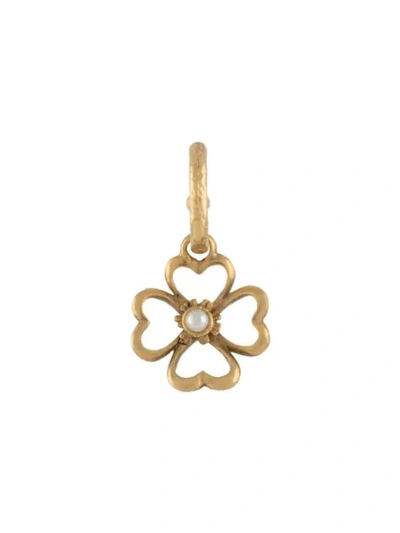 Goossens Flower Motif Pearl Embellished Drop Single Earring In Metallic